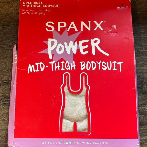 Spanx NIB Power Mid-Thigh Bodysuit in Soft Nude - size Small - Picture 1 of 5